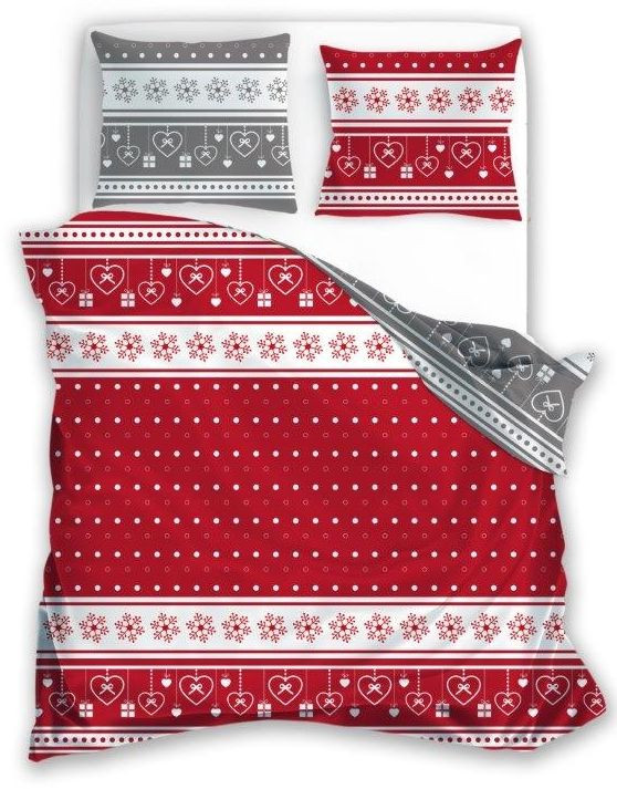 domtextilu.sk Bavlnené posteľné vianočné obliečky s nádhernou červenou potlačou 48462-221873