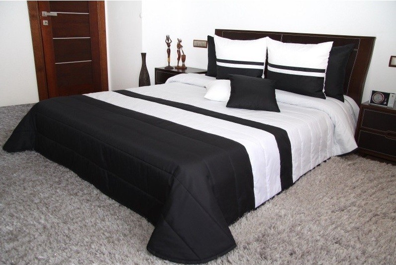 domtextilu.sk Prehoz na manželskú posteľ čierno bielej farby Šírka: 200 cm | Dĺžka: 220 cm 5568-124702