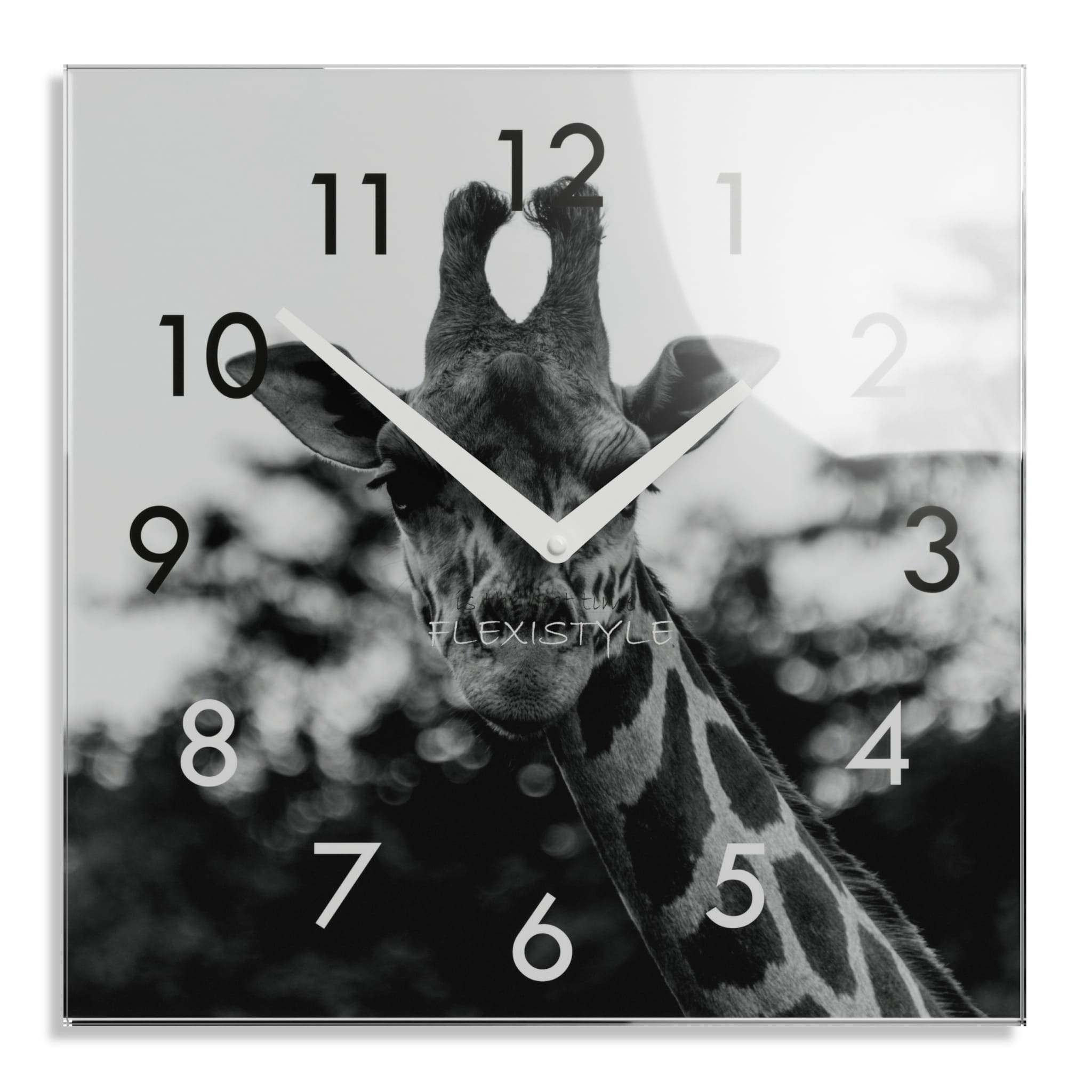 domtextilu.sk Dekoračné čierno biele sklenené hodiny 30 cm s motívom žirafy 57411