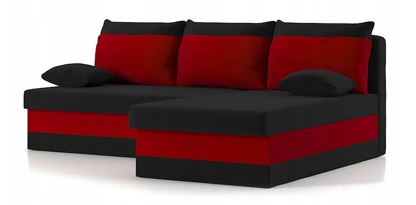 DomTextilu Rohová rozkladacia sedačka DELI červeno čiernej farby 200x 140 cm