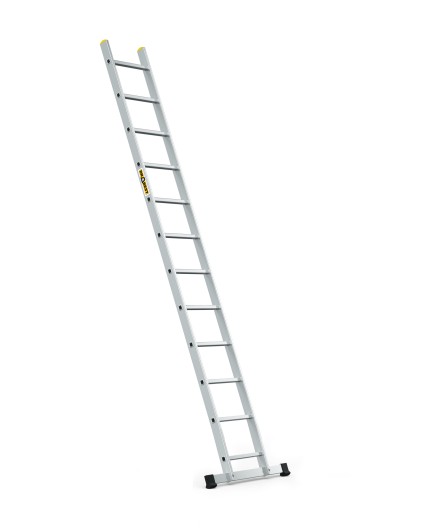 DRABEST Hliníkový jednodielny oporný rebrík, 12 priečok a nosnosť 150 kg