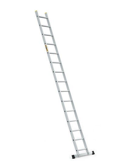 DRABEST Hliníkový jednodielny oporný rebrík, 15 priečok 