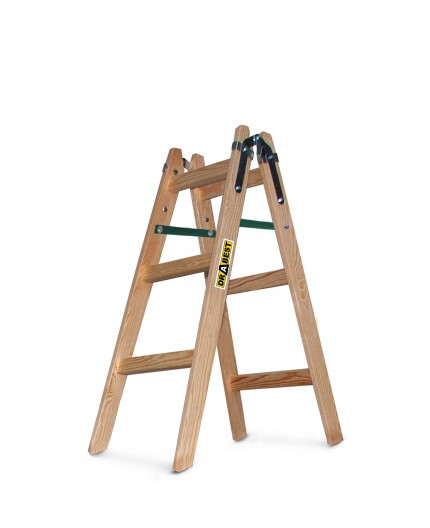 DRABEST Drevený dvojdielny rebrík 2 x 3 priečok