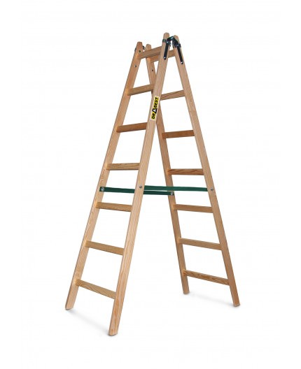 DRABEST Drevený dvojdielny rebrík 2 x 7 priečok