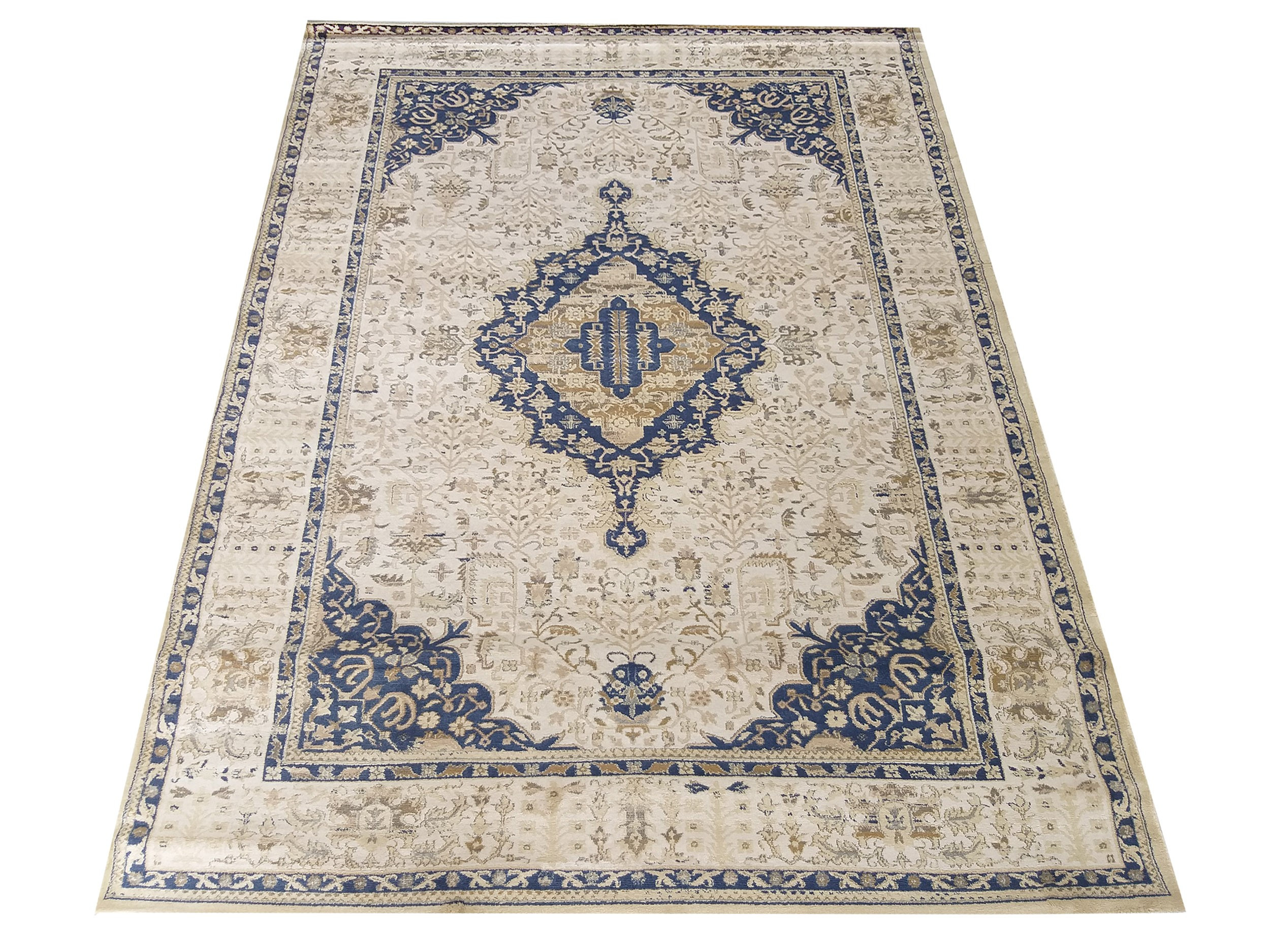domtextilu.sk Nádherný vintage koberec v béžovej farbe s modrým vzorom 64399-238405
