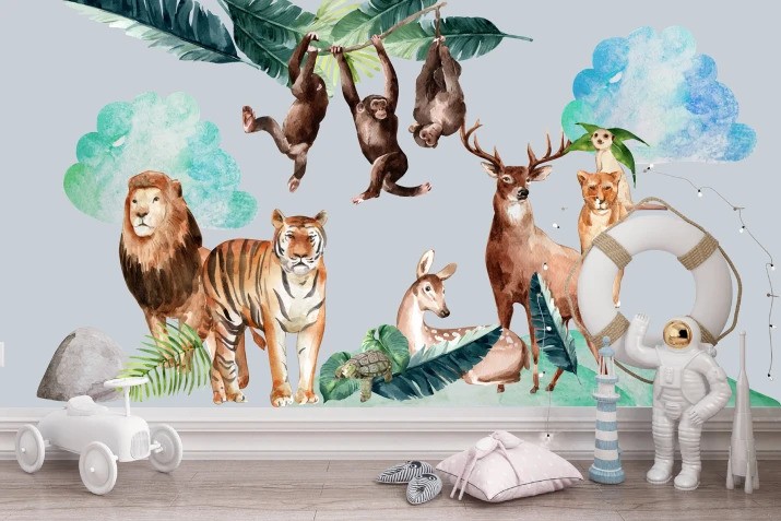 domtextilu.sk Nálepka na stenu zvieratká zo zoologickej záhrady 120 x 240 cm
