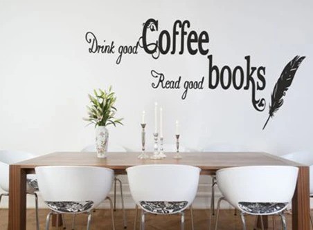 domtextilu.sk Nálepka na stenu s textom DRINK GOOD COFFEE, READ GOOD BOOKS 100 x 200 cm