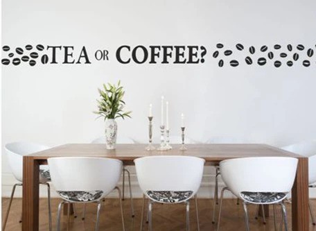 domtextilu.sk Nálepka na stenu s otázkou TEA OR COFFE? 80 x 160 cm