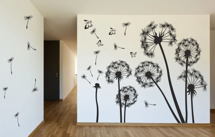 domtextilu.sk Nálepka na stenu do interiéru s motívom púpav a motýľov 200 x 200 cm