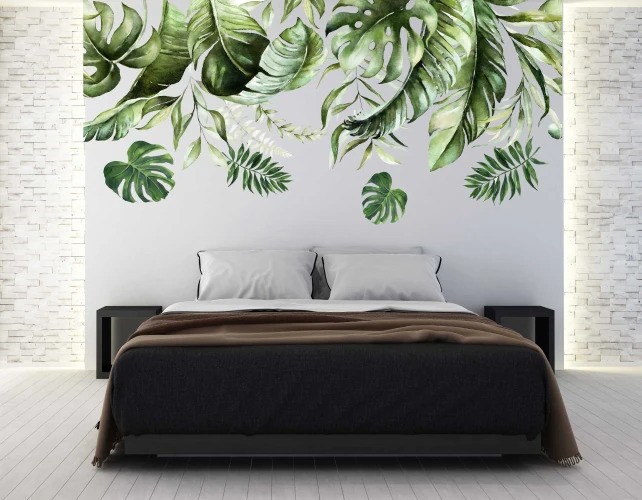 domtextilu.sk Nálepka na stenu do interiéru s motívom listov rastliny monstera 100 x 200 cm