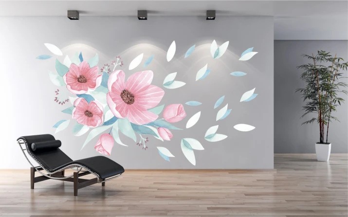 domtextilu.sk Nálepka na stenu do interiéru kytica ružových kvetov 150 x 300 cm