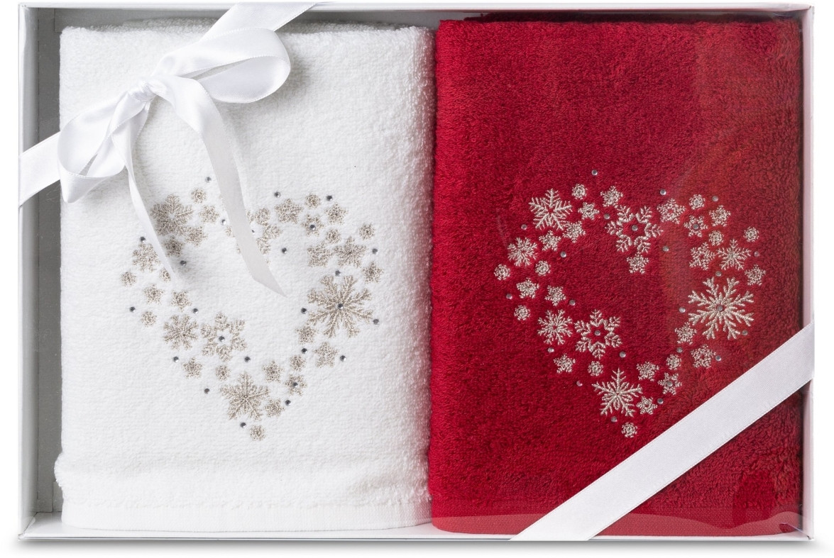 Bavlnená sada uterákov s vianočným srdiečkom Šírka: 50 cm | Dĺžka: 90 cm