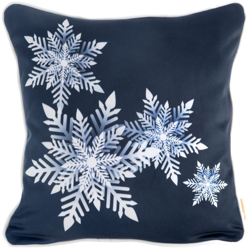 domtextilu.sk Modrá vianočná obliečka na vankúš zdobená snehovými vločkami 70877-247445