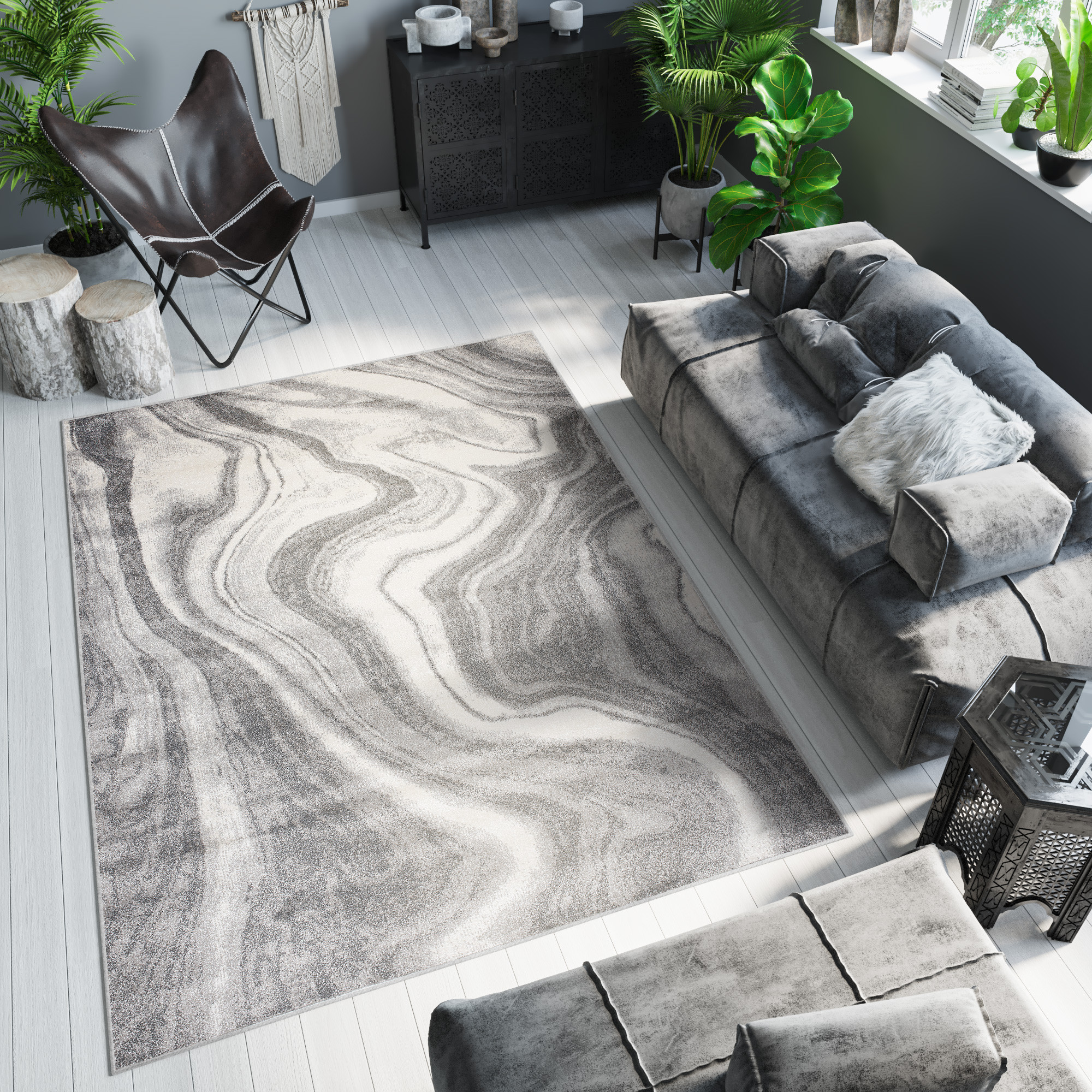 domtextilu.sk Svetlý sivý dizajnový koberec s abstraktným vzorom 68295-243332