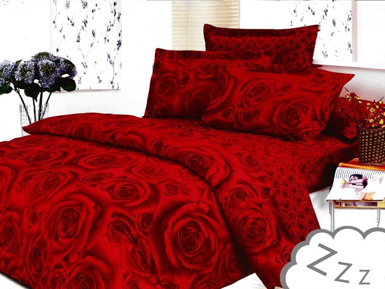 domtextilu.sk Červené bavlnené posteľné obliečky s motívom ruží Šírka: 160 cm | Dĺžka: 200 cm 10226-28309
