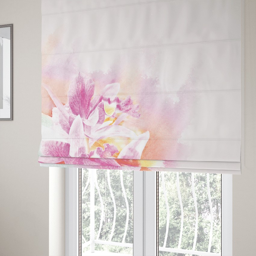domtextilu.sk Romantická okenná roleta šitá na mieru v ružovej farbe s kvetom 14783