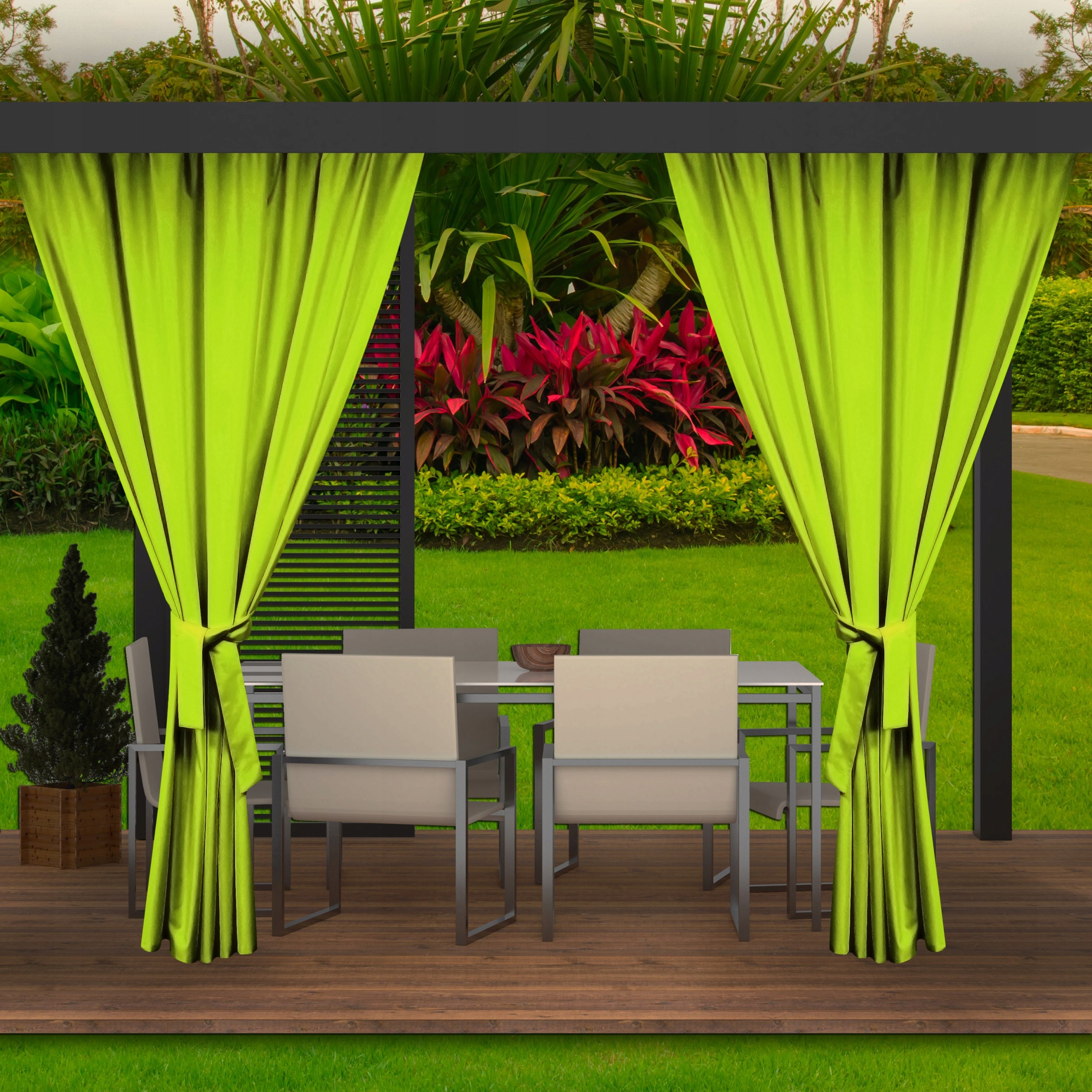 Krásne letné limetkovo zelené závesy do záhradného altánku 155x220 cm