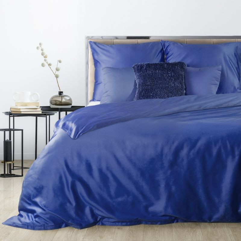 domtextilu.sk Jednofarebné obojstranné posteľné obliečky modrej farby 3 časti: 1ks 160 cmx200 + 2ks 70 cmx80 27585-153056