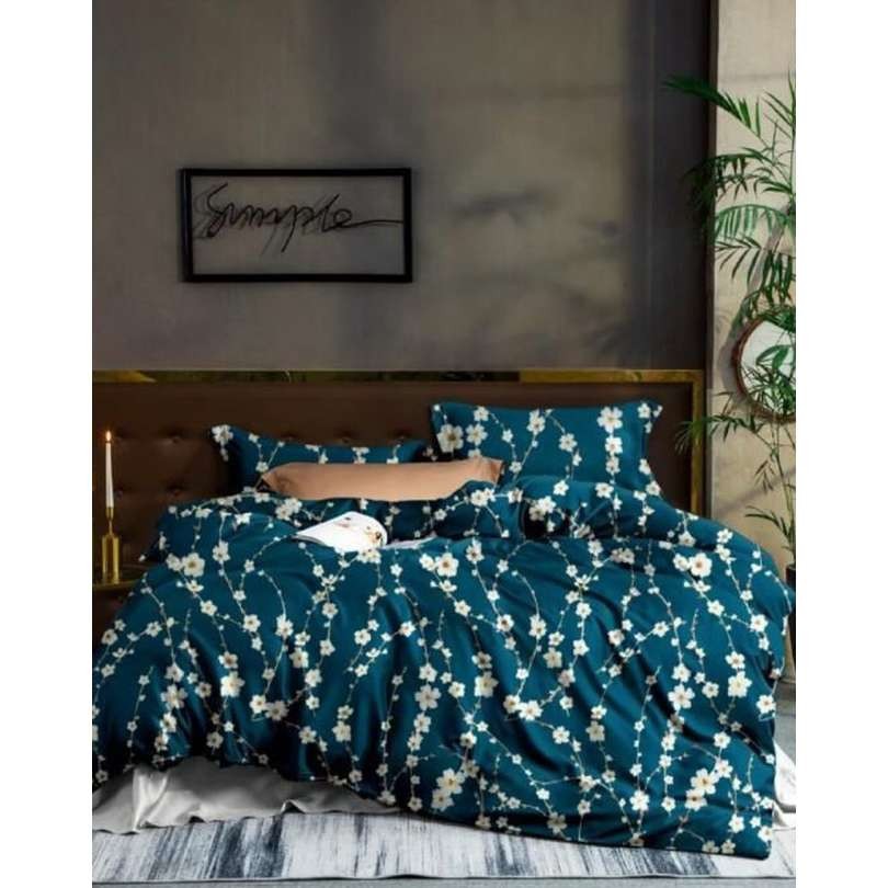 domtextilu.sk Tmavozelené posteľné obliečky s potlačou kvetov 3 časti: 1ks 160 cmx200 + 2ks 70 cmx80 28768-155214