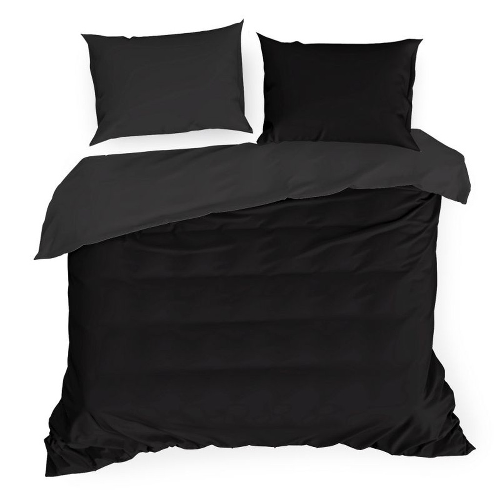 domtextilu.sk Luxusné čierne posteľné obliečky bavlnený satén 2 časti: 1ks 140 cmx200 + 1ks 70 cmx80 32693-161847