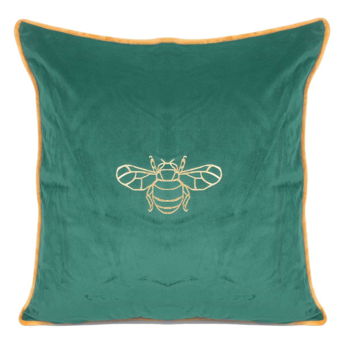domtextilu.sk Zelená zamatová obliečka na vankúš so zlatým motívom včely 45 x 45 cm 45137