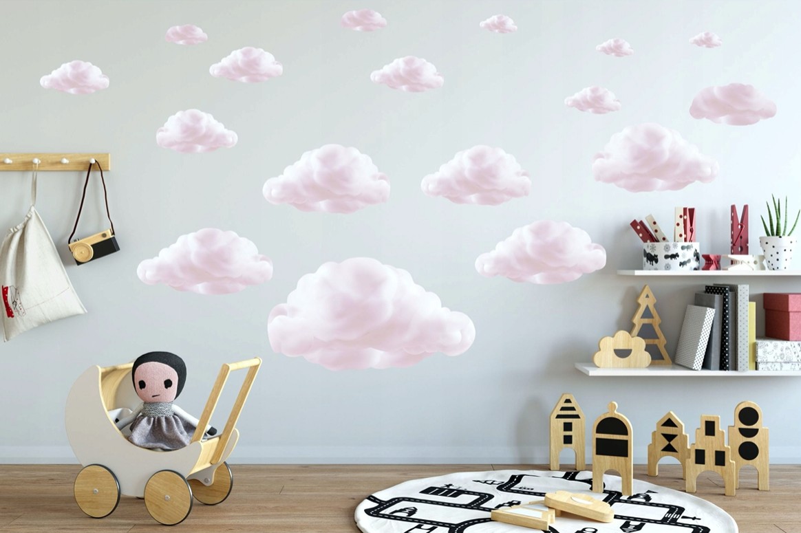 domtextilu.sk Milá detská nálepka na stenu ružové mraky 100 x 200 cm 46207-216733  