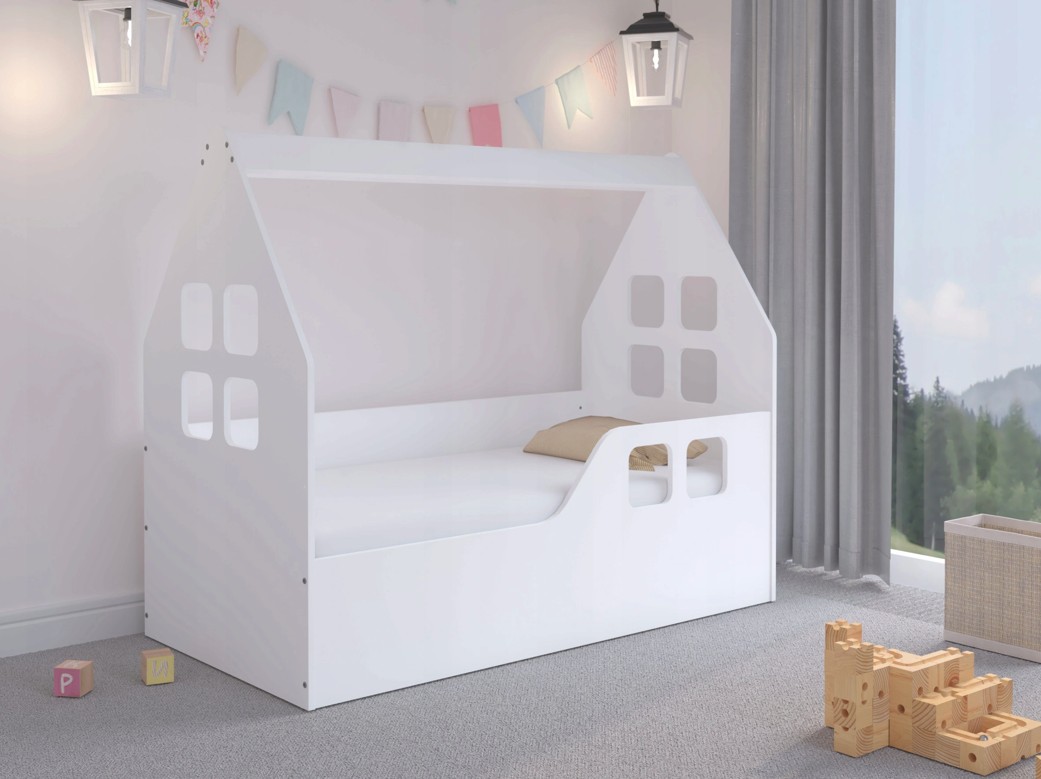domtextilu.sk domtextilu.sk Kvalitná detská posteľ 140 x 70 cm bielej farby v tvare domčeka 46230 46230