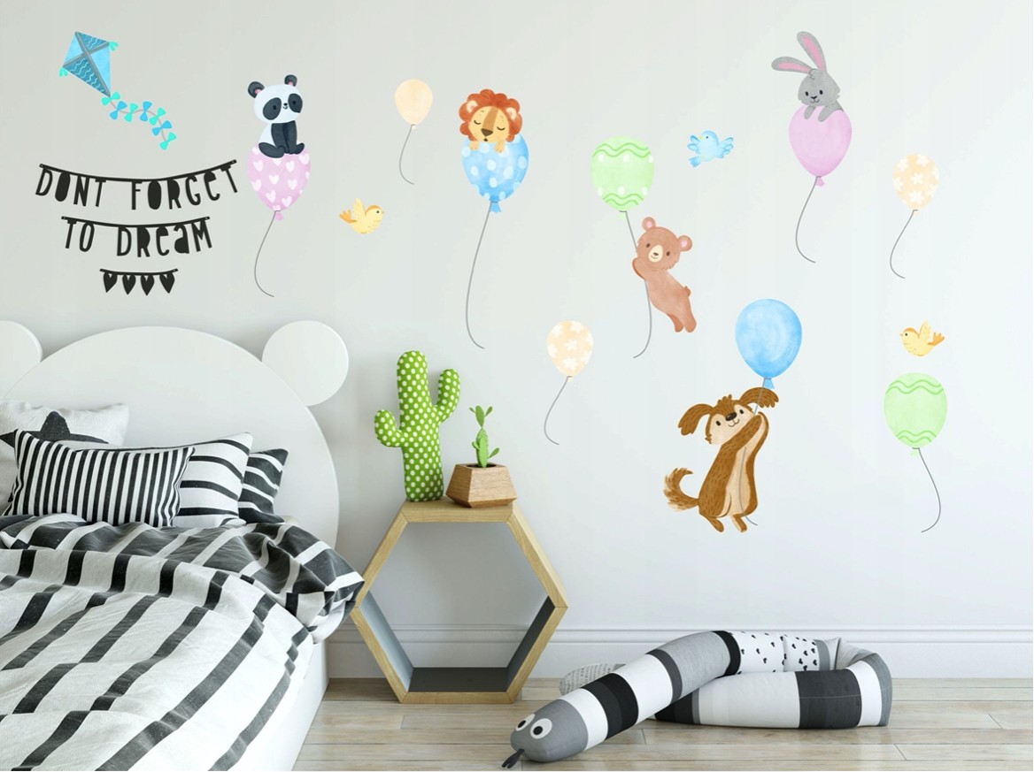 DomTextilu Veselá nálepka do detskej izby zvieratká na balónoch 100x200 cm
