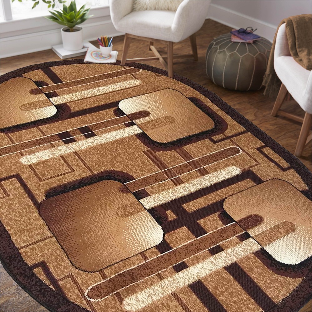 domtextilu.sk Oválny koberec v hnedej farbe s geometrickými vzormi 38568-181518
