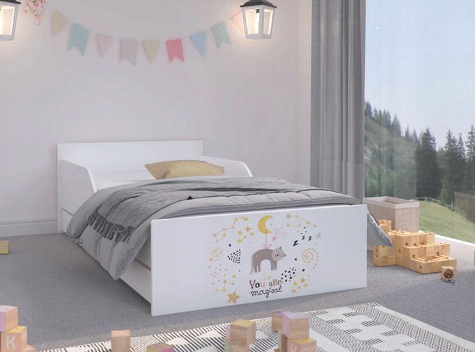 domtextilu.sk Kvalitná detská posteľ s mačičkou a hviezdami 180 x 90 cm 46917
