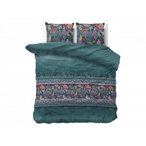 Luxusné smaragdovo zelené posteľné obliečky s motívom kvetov 220 x 240 cm 