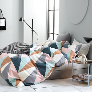 Originálne farebné bavlnené posteľné obliečky s geometrickým vzorom 