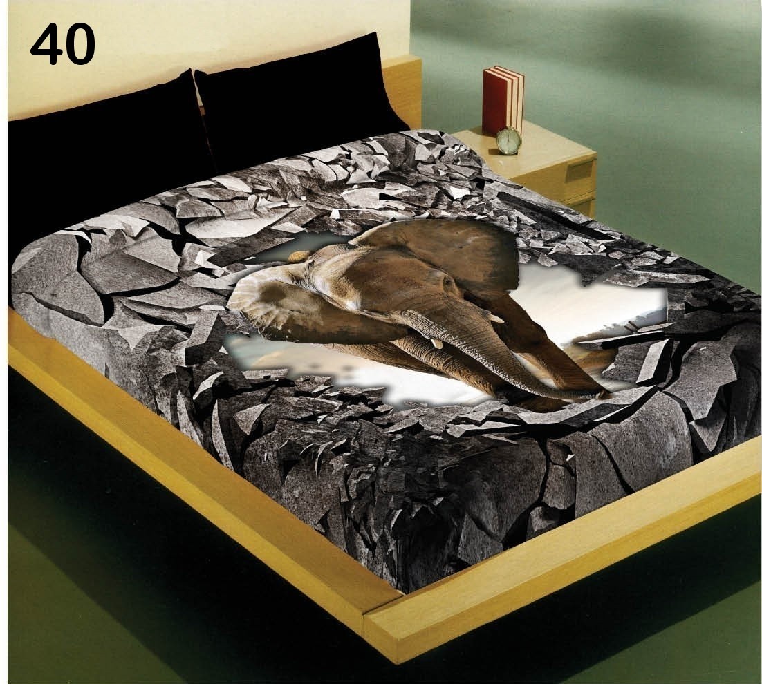E-shop Moderná tmavosivá deka na jednu posteľ s motívom slona