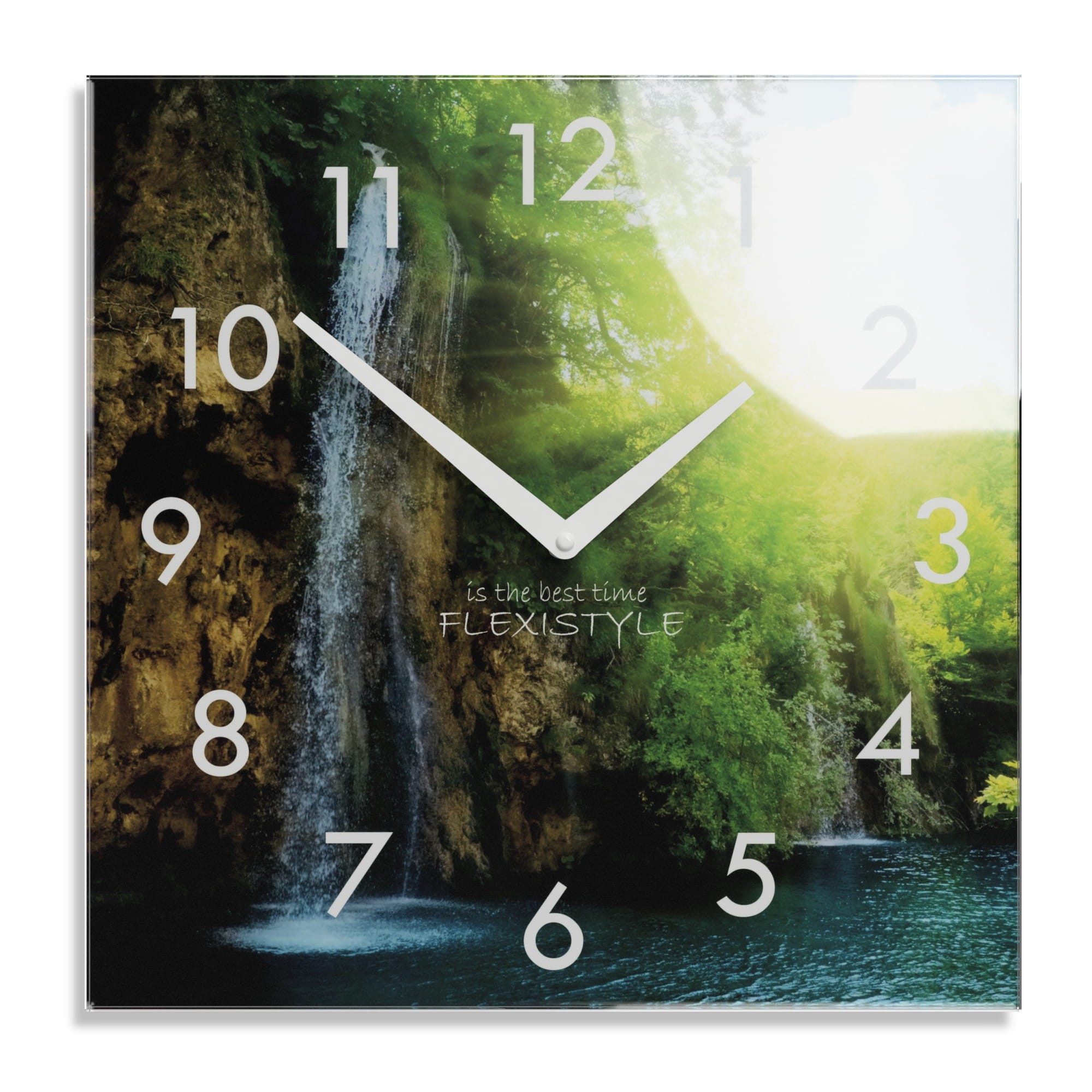E-shop domtextilu.sk Dekoračné sklenené hodiny 30 cm s vodopádom 57316