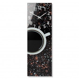 Dizajnové kuchynské hodiny so šálkou kávy