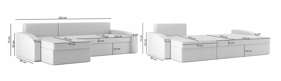 DomTextilu Dizajnová rozkladacia rohová pohovka bielo-čiernej farby, 235 cm 58502
