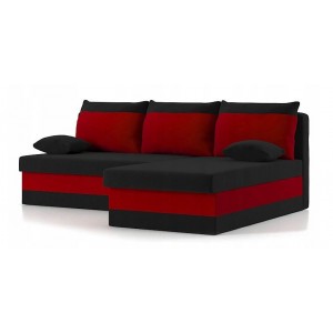 Rohová rozkladacia sedačka DELI červeno čiernej farby 200x 140 cm 