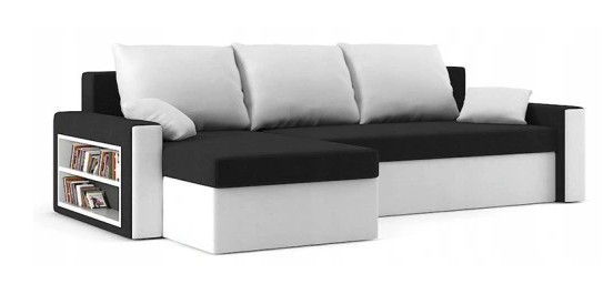 E-shop Rohová pohovka ZEUS s úložným priestorom čierno-bielej farby 235 cm 58923