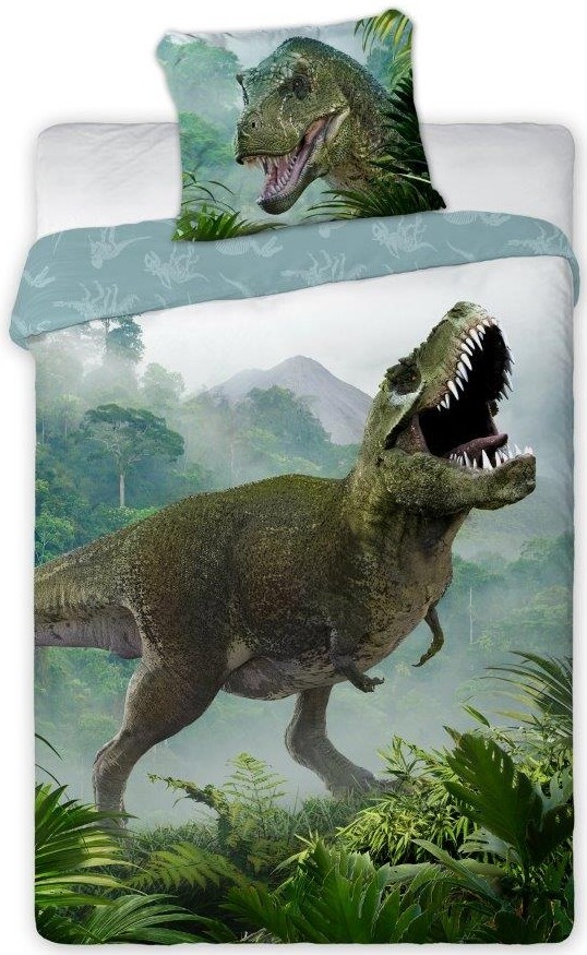 E-shop domtextilu.sk Bavlnené obojstranné posteľné obliečky s dinosaurom 2 časti: 1ks 140 cmx200 + obliečka 70 cmx90 62370-237091