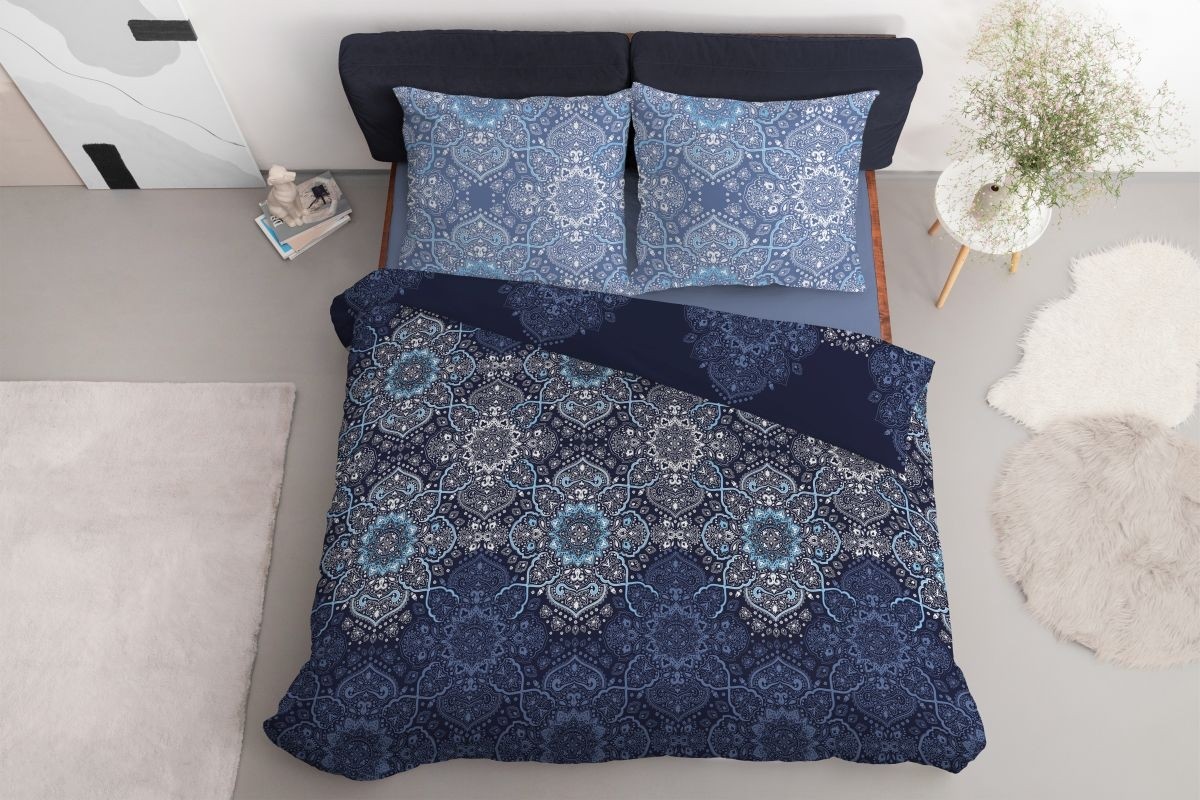 E-shop Bavlnená posteľná bielizeň s grafitovou mandalou