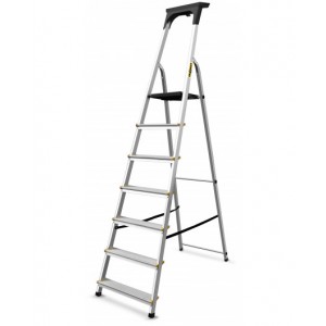 Hliníkový rebrík so 7 schodíkmi, policou a nosnosťou 150 kg