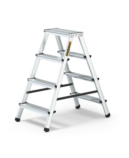 E-shop Obojstranný schodíkový rebrík z hliníka, so 4 schodíkmi a nosnosťou 125 kg