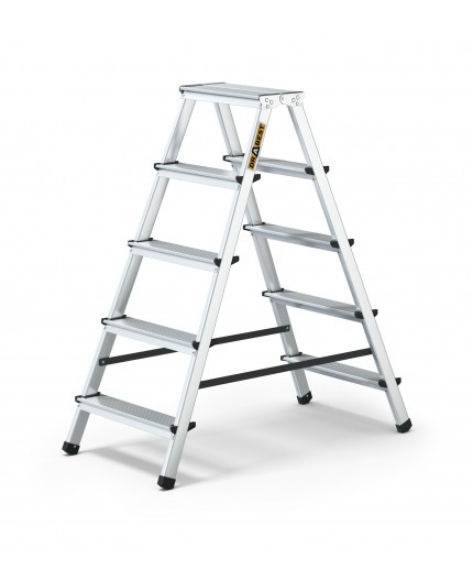E-shop Obojstranný schodíkový rebrík z hliníka, s 5 schodíkmi a nosnosťou 125 kg