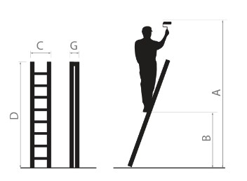 DRABEST Jednodielny oporný rebrík z hliníka so 7 stupňami 