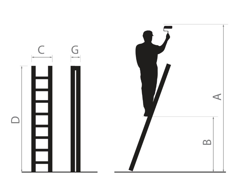 DRABEST Jednodielny hliníkový oporný rebrík, 12 priečok 