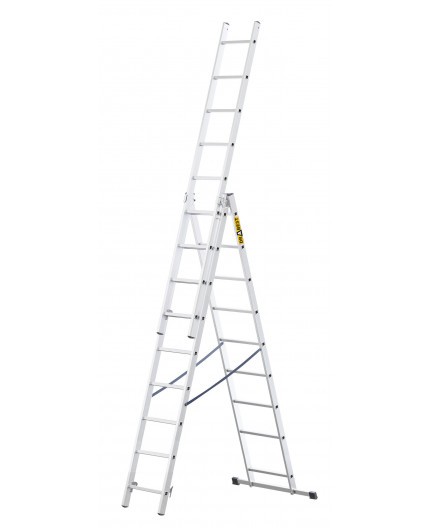 E-shop Multifunkčný hliníkový rebrík, 3 x 9 priečok a nosnosť 150 kg