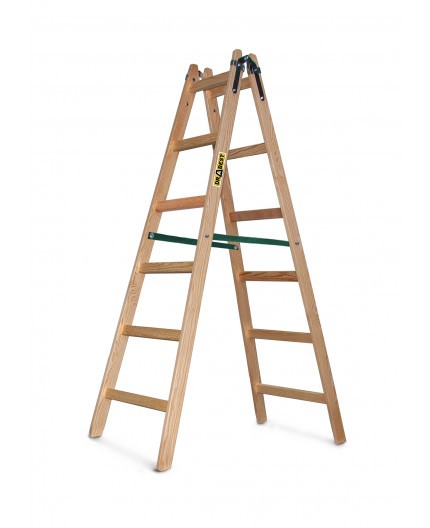 DRABEST Drevený dvojdielny rebrík 2 x 6 priečok