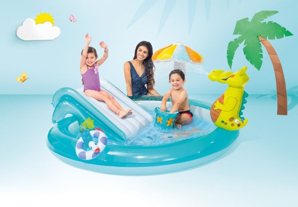 Detský bazén so šmykľavkou a krokodílom