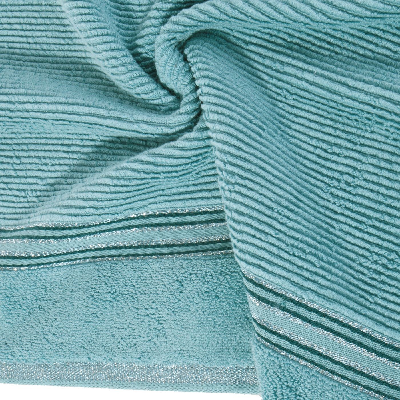 Osuška FILON tyrkysovej farby s ozdobným lemom so striebornou niťou Šírka: 50 cm | Dĺžka: 90 cm