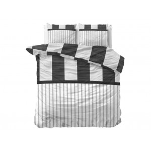 Moderné biele posteľné obliečky s antracitovými pruhmi 200 x 220 cm  